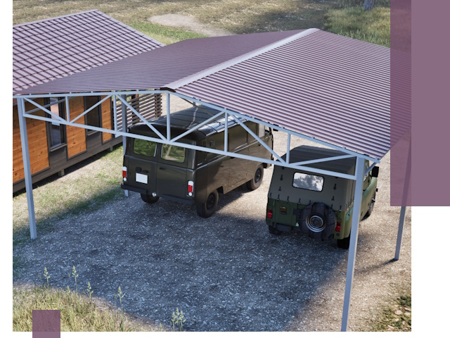 Двускатные навесы под ключ в Киселёвске — изготовление и монтаж